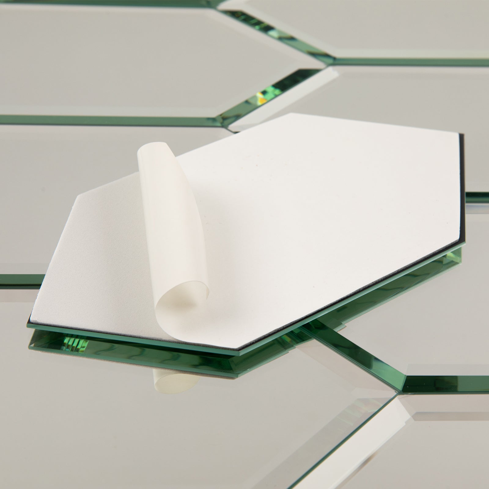 Mirror Backsplash Glass Tiles, Peel And Stick, Silver, Long Hexagon, 4*6 inch, Beveled Edge, MT32